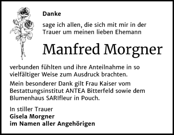 Traueranzeige von Manfred Morgner von Mitteldeutsche Zeitung Bitterfeld
