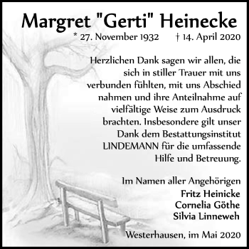 Traueranzeige von Margret  Heinecke von Mitteldeutsche Zeitung Quedlinburg