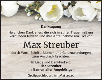 Traueranzeige von Max Streuber von Super Sonntag Köthen