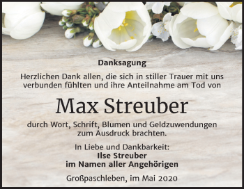 Traueranzeige von Max Streuber von Mitteldeutsche Zeitung Köthen