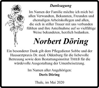 Traueranzeige von Norbert Döring von Super Sonntag Quedlinburg