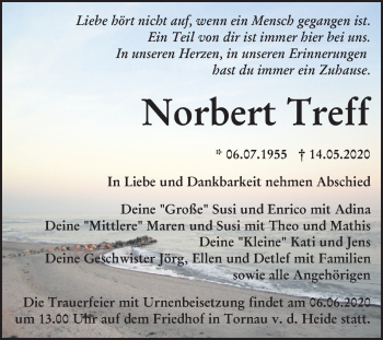 Traueranzeige von Norbert Treff von Mitteldeutsche Zeitung Bitterfeld