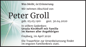 Traueranzeige von Peter Groll von Super Sonntag Naumburg/Nebra