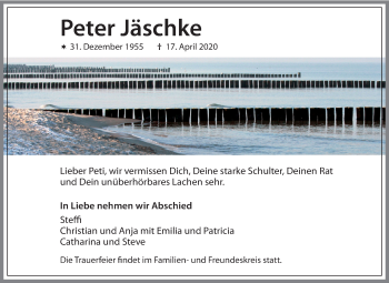 Traueranzeige von Peter Jäschke von Super Sonntag Mansfelder Land