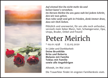 Traueranzeige von Peter Meirich von Mitteldeutsche Zeitung Sangerhausen