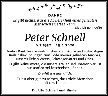 Traueranzeige von Peter Schnell von Super Sonntag Merseburg/Querfurt