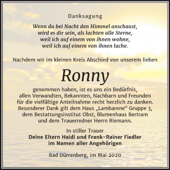 Traueranzeige von Ronny  von Mitteldeutsche Zeitung Merseburg/Querfurt