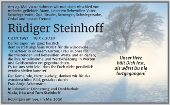 Traueranzeige von Rüdiger Steinhoff von Mitteldeutsche Zeitung Mansfelder Land