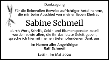 Traueranzeige von Sabine Schmeil von Mitteldeutsche Zeitung Halle/Saalkreis