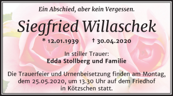 Traueranzeige von Siegfried Willaschek von Super Sonntag Merseburg/Querfurt