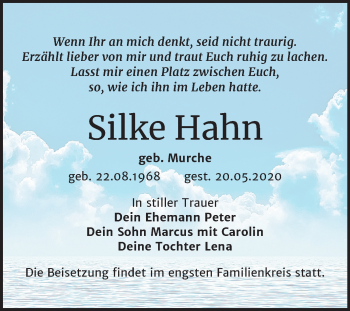 Traueranzeige von Silke Hahn von Super Sonntag Wittenberg