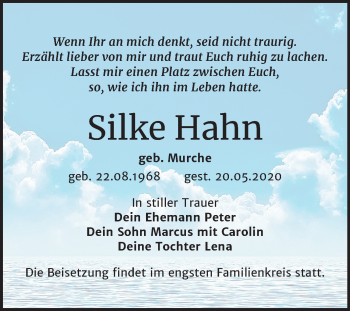 Traueranzeige von Silke Hahn von Mitteldeutsche Zeitung Wittenberg