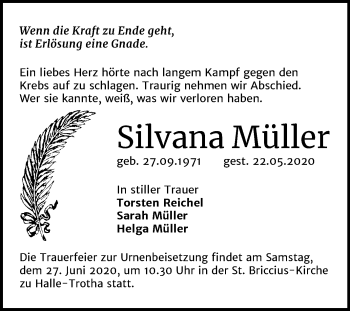 Traueranzeige von Silvana Müller von Mitteldeutsche Zeitung Halle/Saalkreis