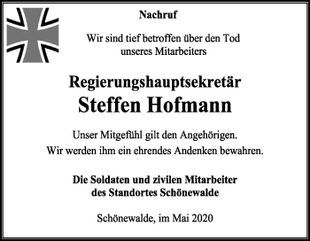 Traueranzeige von Steffen Hofmann von Mitteldeutsche Zeitung Wittenberg