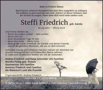 Traueranzeige von Steffi Friedrich von Wochenspiegel Sangerhausen