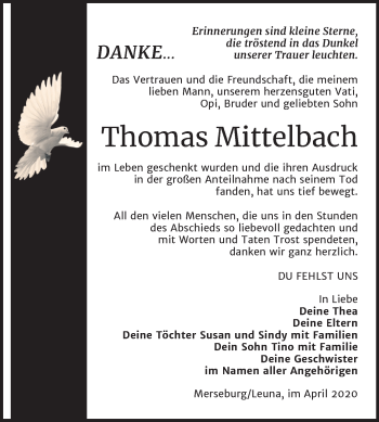 Traueranzeige von Thomas Mittelbach von Super Sonntag Merseburg/Querfurt