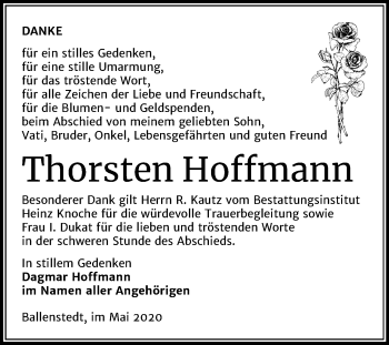 Traueranzeige von Thorsten Hoffmann von Mitteldeutsche Zeitung Aschersleben / Quedlinburg