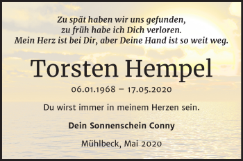 Traueranzeige von Torsten Hempel von Super Sonntag Dessau-Roßlau