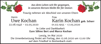 Traueranzeige von Uwe und Karin Kochan von Super Sonntag Zeitz