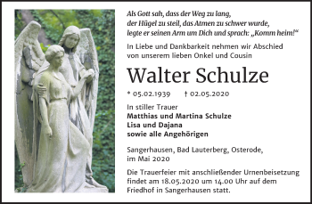 Traueranzeige von Walter Schulze von Mitteldeutsche Zeitung Sangerhausen