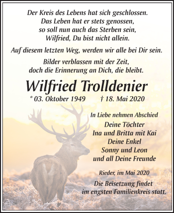 Traueranzeige von Wilfried Trolldenier von Mitteldeutsche Zeitung Quedlinburg