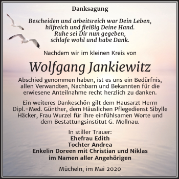 Traueranzeige von Wolfgang Jankiewitz von Mitteldeutsche Zeitung Merseburg/Querfurt