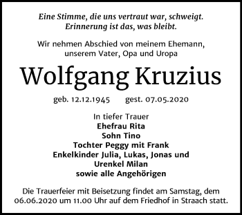 Traueranzeige von Wolfgang Kruzius von Mitteldeutsche Zeitung Wittenberg