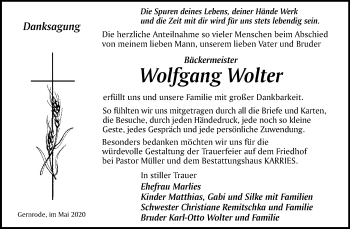 Traueranzeige von Wolfgang Wolter von Super Sonntag Quedlinburg