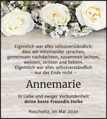 Traueranzeige von Annemarie Danisch von Super Sonntag Bernburg