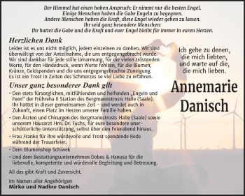 Traueranzeige von Annemarie Danisch von Mitteldeutsche Zeitung Bernburg