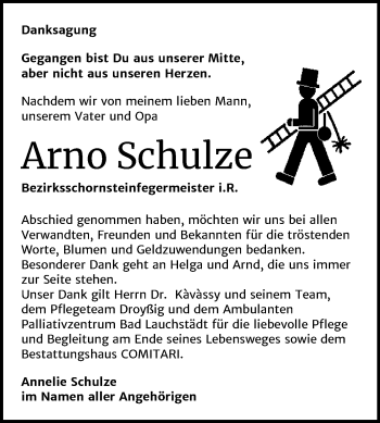 Traueranzeige von Arno Schulze von Mitteldeutsche Zeitung Zeitz