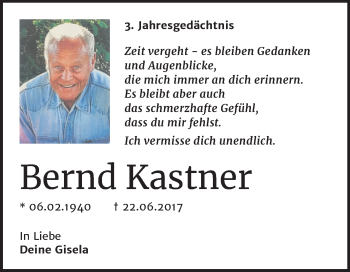 Traueranzeige von Bernd Kastner von Mitteldeutsche Zeitung Halle/Saalkreis