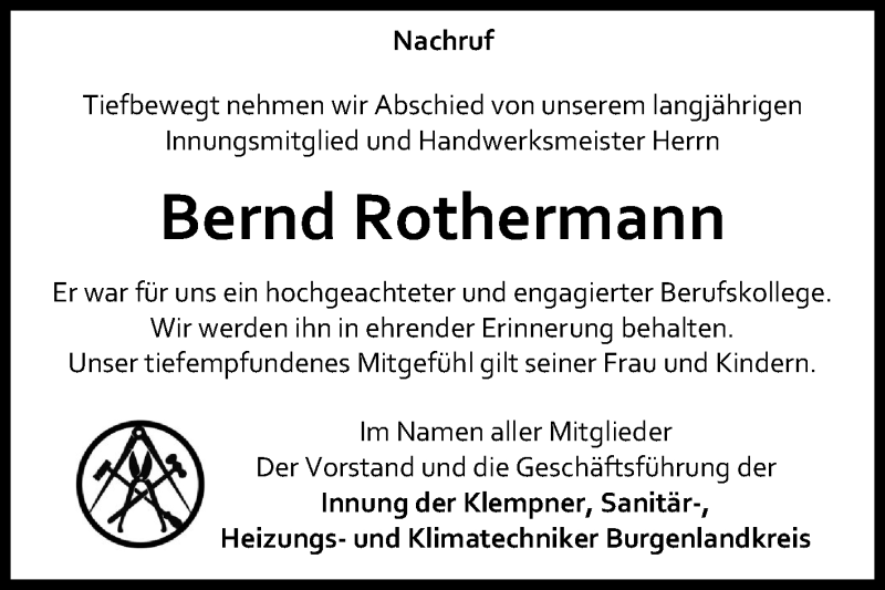  Traueranzeige für Bernd Rothermann vom 06.06.2020 aus Mitteldeutsche Zeitung Zeitz