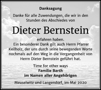Traueranzeige von Dieter Bernstein von Super Sonntag Zeitz