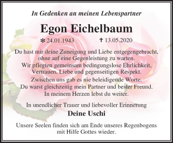 Traueranzeige von Egon Eichelbaum von Mitteldeutsche Zeitung Wittenberg