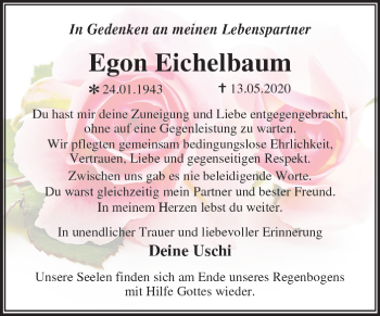 Traueranzeige von Egon Eichelbaum von Super Sonntag Wittenberg
