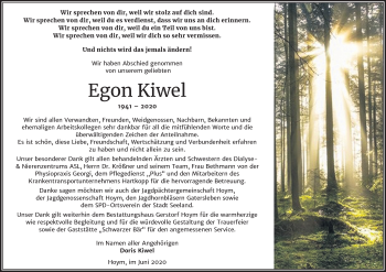 Traueranzeige von Egon Kiwel von Super Sonntag Aschersleben / Quedlinburg
