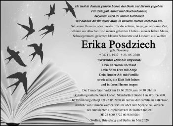 Traueranzeige von Erika Posdziech von Mitteldeutsche Zeitung Bitterfeld