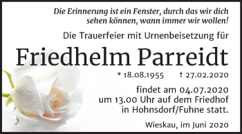 Traueranzeige von Friedhelm Parreidt von Mitteldeutsche Zeitung Köthen