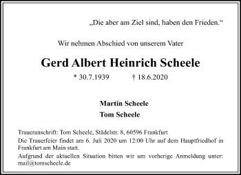 Traueranzeige von Gerd Albert Heinrich Scheele von Mitteldeutsche Zeitung Merseburg/Querfurt