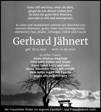 Traueranzeige von Gerhard Jähnert von Mitteldeutsche Zeitung Weißenfels