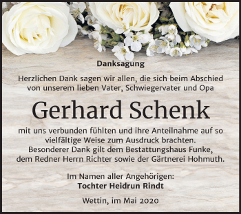 Traueranzeige von Gerhard Schenk von Mitteldeutsche Zeitung Halle/Saalkreis