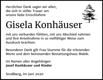 Traueranzeige von Gisela Konhäuser von Super Sonntag Quedlinburg
