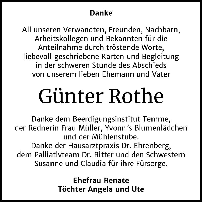  Traueranzeige für Günter Rothe vom 27.06.2020 aus Mitteldeutsche Zeitung Bitterfeld