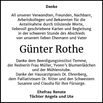 Traueranzeige von Günter Rothe von Wochenspiegel Bitterfeld
