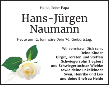 Traueranzeige von Hans-Jürgen Naumann von Mitteldeutsche Zeitung Bernburg