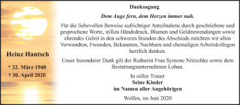Traueranzeige von Heinz Hantsch von Mitteldeutsche Zeitung Bitterfeld