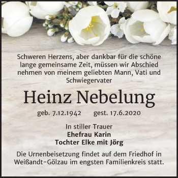 Traueranzeige von Heinz Nebelung von Mitteldeutsche Zeitung Köthen
