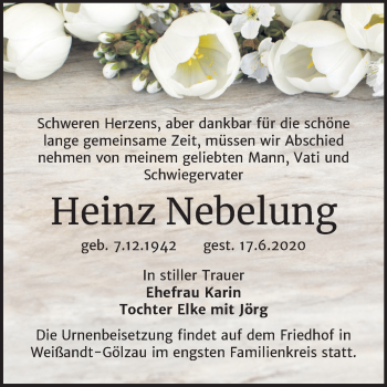 Traueranzeige von Heinz Nebelung von Super Sonntag Köthen