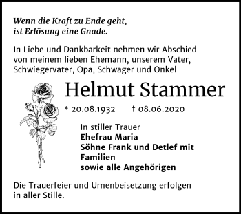 Traueranzeige von Helmut Stammer von Super Sonntag Wittenberg